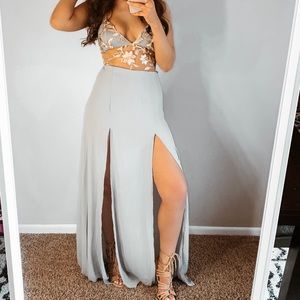 Gold Lace Maxi Dress